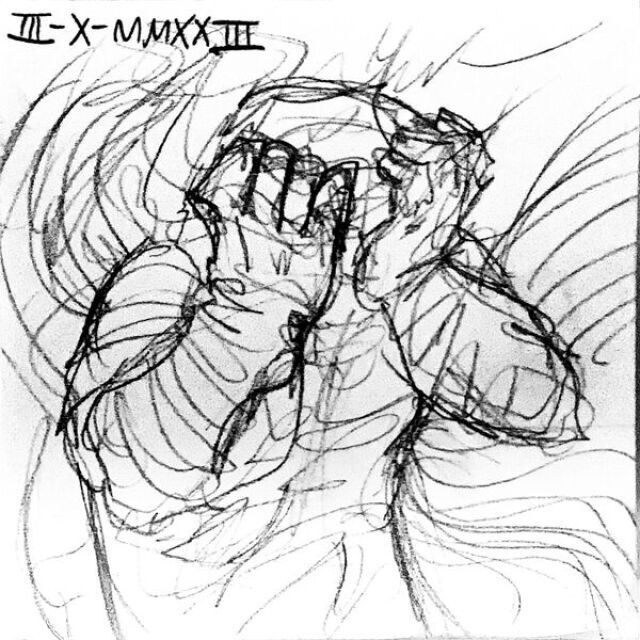 A sketchy figure holds their hands in their face.