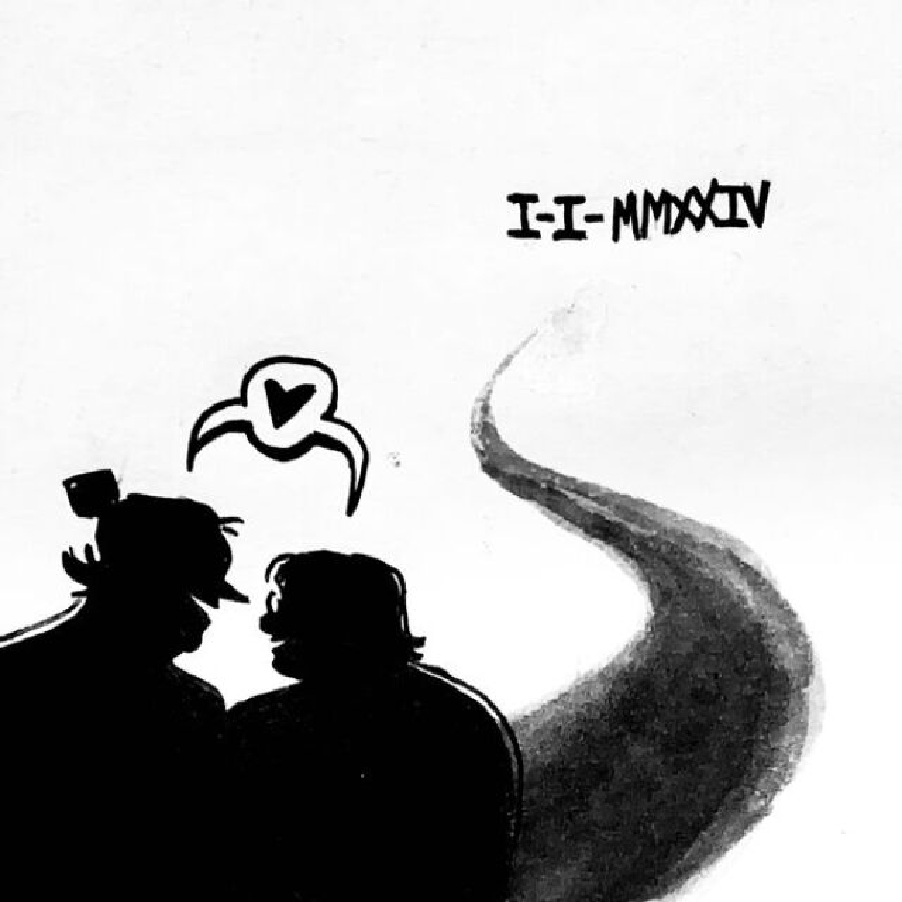 Jack and Stella look at each other, smiling, in silhouette. A light trail leads to "I-I-MMXXIV"